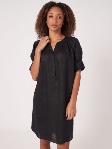 Pure linen dress with covered buttons - REPEAT cashmere - Modalova