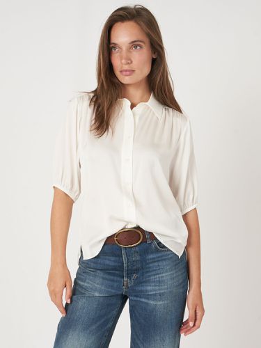 Loose fit shirt blouse with sleeves with elastic cuffs - REPEAT cashmere - Modalova