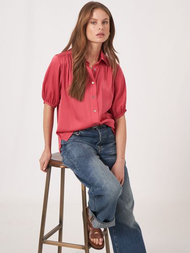 Loose fit shirt blouse with sleeves with elastic cuffs - REPEAT cashmere - Modalova