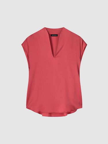 Sleeveless silk top with slit neckline - REPEAT cashmere - Modalova