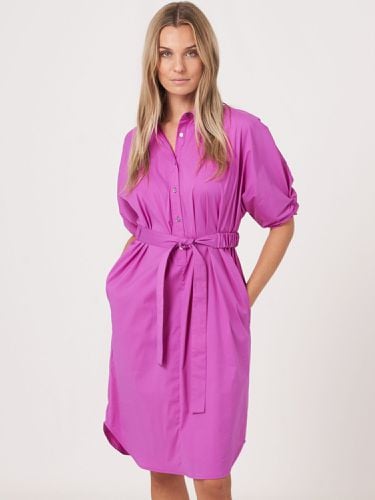 Shirt dress with short batwing sleeves and belt - REPEAT cashmere - Modalova