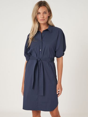 Shirt dress with short batwing sleeves and belt - REPEAT cashmere - Modalova