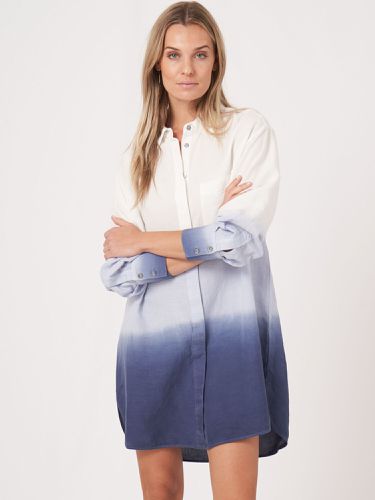 Linen blend shirt dress with dip dye print - REPEAT cashmere - Modalova
