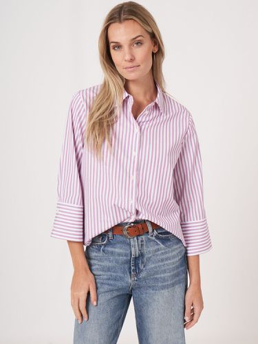 Loose fit striped shirt blouse - REPEAT cashmere - Modalova
