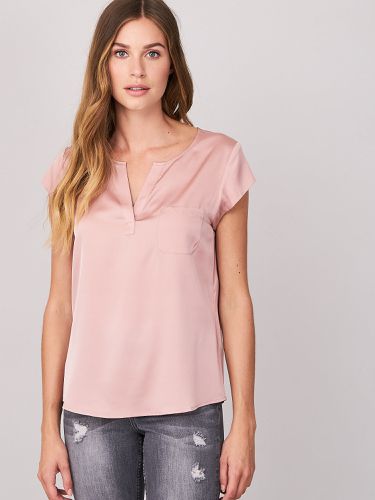 Short-sleeved silk top with pocket - REPEAT cashmere - Modalova