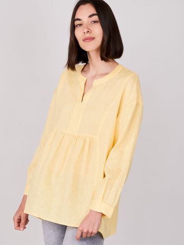 Linen blouse with slit neckline - REPEAT cashmere - Modalova