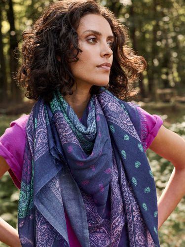 Cashmere silk blend scarf with paisley print - REPEAT cashmere - Modalova