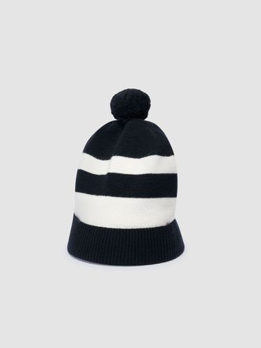 Cashmere blend knitted hat with pompom and stripes - REPEAT cashmere - Modalova