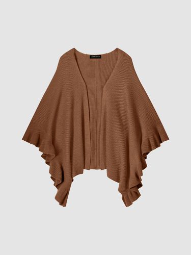 Rib knit cape with ruffle - REPEAT cashmere - Modalova