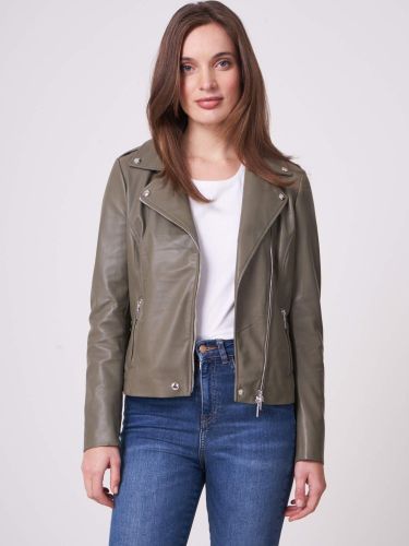 Leather biker jacket - REPEAT cashmere - Modalova