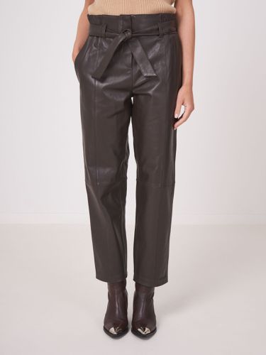 Loose fit leather pants with waist band - REPEAT cashmere - Modalova