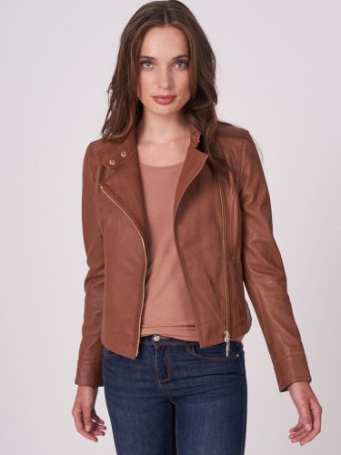 Fitted leather biker jacket - REPEAT cashmere - Modalova
