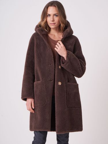 Long reversible vegan teddy wool coat - REPEAT cashmere - Modalova