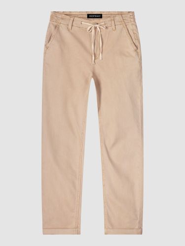 Cotton blend pants with drawstring and rolled-up hem - REPEAT cashmere - Modalova