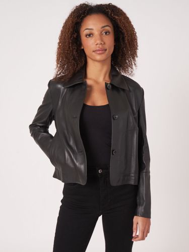 Leather jacket with buttons - REPEAT cashmere - Modalova