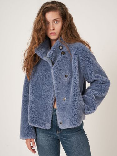 Teddy wool reversible jacket with buttons - REPEAT cashmere - Modalova