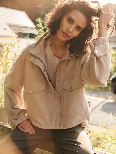 Suede Jacket with oversized pockets - REPEAT cashmere - Modalova