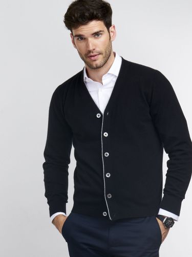 Men's cashmere V-neck cardigan - REPEAT cashmere - Modalova