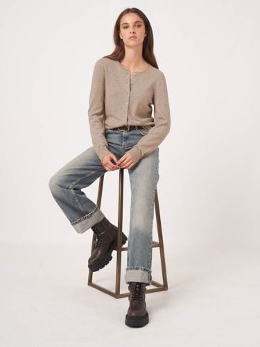 Basic cashmere blend round neck cardigan - REPEAT cashmere - Modalova