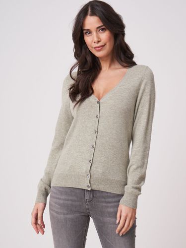 Basic pure cashmere cardigan with V-neck - REPEAT cashmere - Modalova