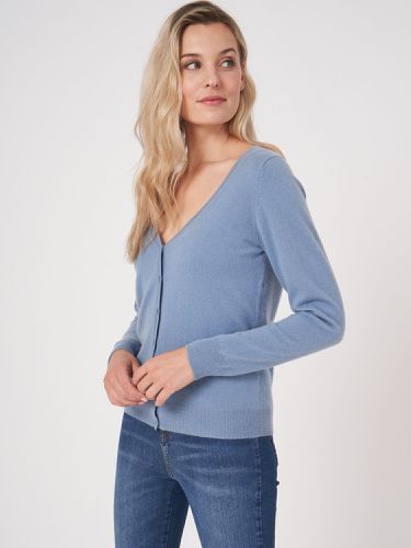 Basic pure cashmere cardigan with V-neck - REPEAT cashmere - Modalova
