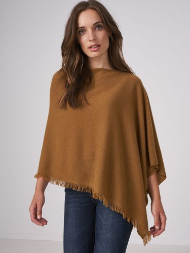 Fine knit pure cashmere poncho with fringes - REPEAT cashmere - Modalova