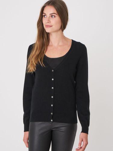 Basic organic cashmere cardigan with V-neck - REPEAT cashmere - Modalova