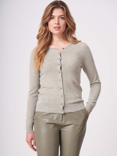 Basic organic cashmere cardigan with round neck - REPEAT cashmere - Modalova