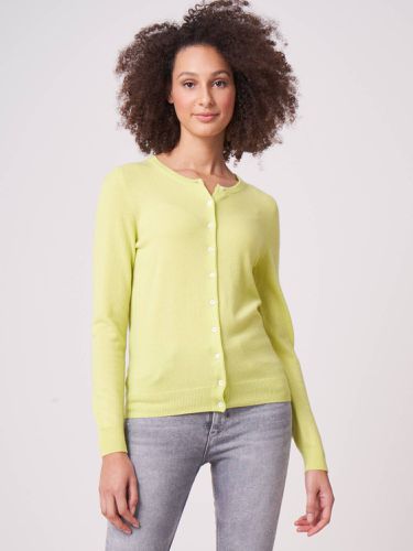 Basic organic cashmere cardigan with round neck - REPEAT cashmere - Modalova