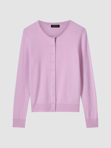 Basic organic cashmere cardigan with round neck - REPEAT cashmere - Modalova