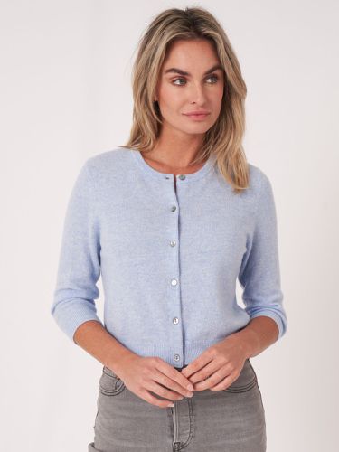 Organic cashmere cropped cardigan with round neck - REPEAT cashmere - Modalova