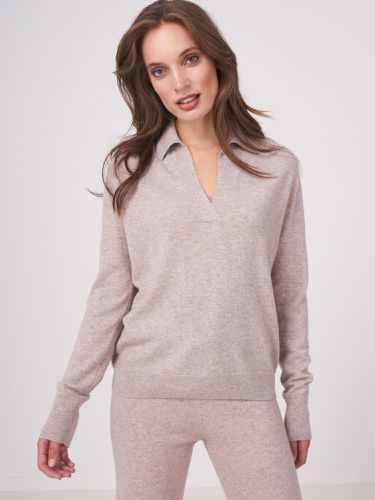 Organic cashmere sweater with ribbed polo neck - REPEAT cashmere - Modalova