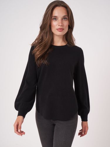 Cashmere sweater with puff sleeves and ribbed hem - REPEAT cashmere - Modalova
