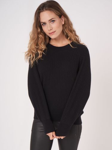 Rib knit cashmere sweater with puff sleeves - REPEAT cashmere - Modalova