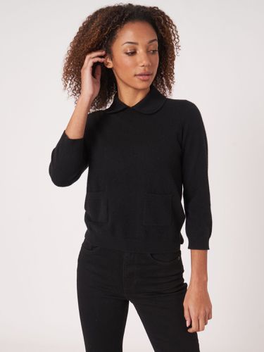 Organic cashmere jumper with polo neck and front pockets - REPEAT cashmere - Modalova