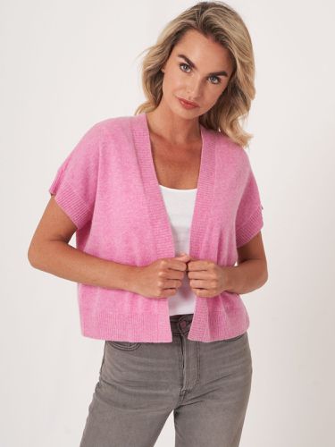 Cropped boxy open front cardigan with ribbed V-neckline at back - REPEAT cashmere - Modalova