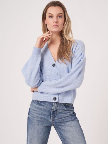 Organic cashmere cardigan with knitted stripes - REPEAT cashmere - Modalova