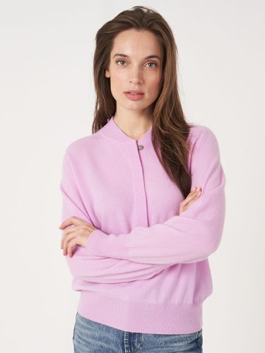 Cashmere sweater with ribbed baseball collar with button placket - REPEAT cashmere - Modalova