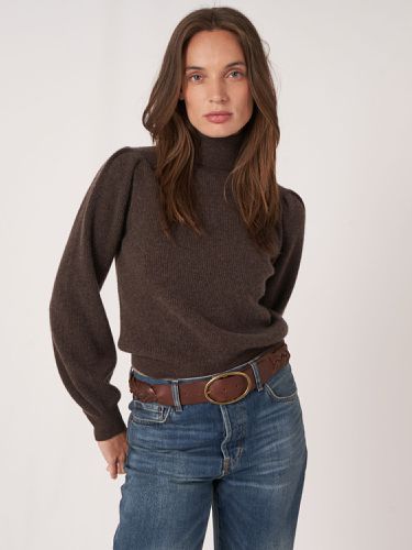 Fine rib knit cashmere high neck sweater - REPEAT cashmere - Modalova