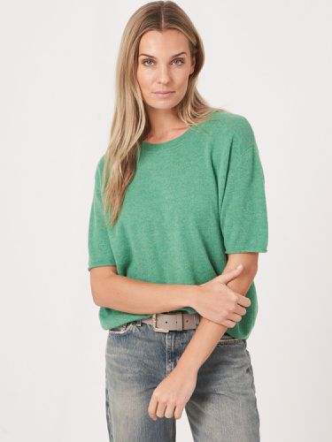 Short sleeve cashmere sweater with knitted detail at the back - REPEAT cashmere - Modalova