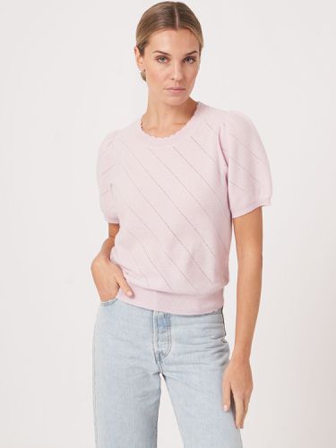 Short sleeve pointelle cashmere sweater - REPEAT cashmere - Modalova