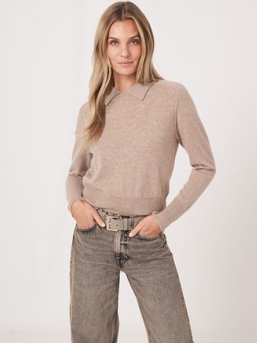 Fine knit polo neck cashmere sweater - REPEAT cashmere - Modalova