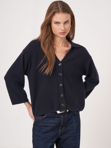 Polo neck cashmere cardigan with buttons - REPEAT cashmere - Modalova