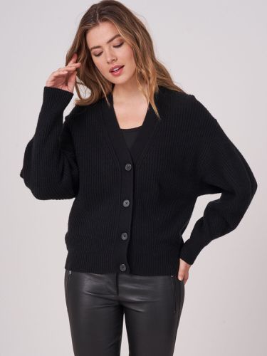 Cashmere blend cardigan with rib knit texture - REPEAT cashmere - Modalova