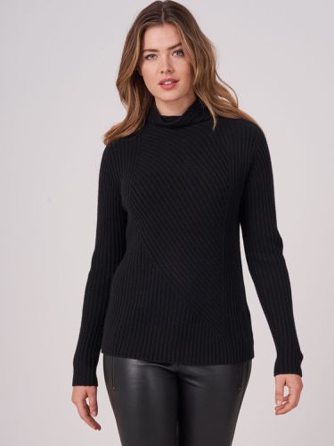 Rib knit jumper with stand collar - REPEAT cashmere - Modalova