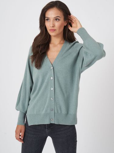 V-neck buttoned cardigan with puff sleeves - REPEAT cashmere - Modalova