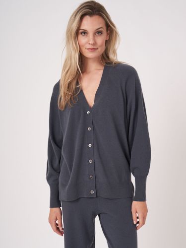 V-neck buttoned cardigan with puff sleeves - REPEAT cashmere - Modalova