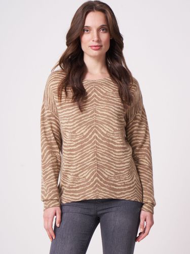 Round neck sweater with zebra print - REPEAT cashmere - Modalova