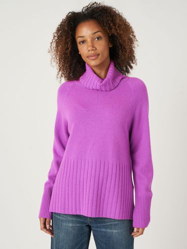 Wide ribbed turtleneck sweater - REPEAT cashmere - Modalova