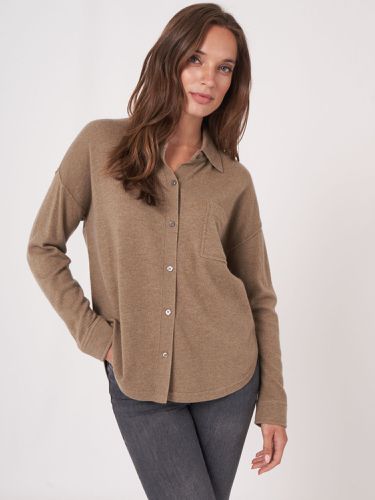 Fine knit cashmere-wool blouse with shirt collar - REPEAT cashmere - Modalova